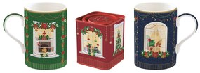 Karácsonyi porcelán bögre ajándék szett díszdobozban Festive Avenue