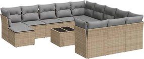 vidaXL 13 részes bézs polyrattan kerti ülőgarnitúra párnákkal