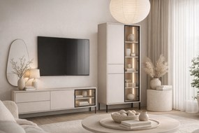 Harmona magas vitrin 92 cm fiókkal és világítással - kasmír