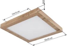 Globo 415950-16 Mennyezeti lámpa, matt fehér fém, sötét fa mintázatú MDF, fehér színű műanyag, HxSzxM: 350x350x60mm, tartozék: LED 16W 230V, 1800lm forrás, 620lm kimenet, 3000K