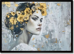 Poszter fekete keretben 70x50 Lány arany koszorúval