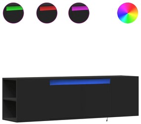 fekete fali TV-szekrény LED-világítással 135x31x39,5 cm