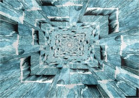 Fotótapéta Alagút Geometria Absztrakt Illúzió Mélység Kék 200x140 +ragasztó