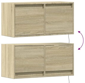 sonoma tölgy színű fali TV-szekrény LED-ekkel 80x31x35 cm