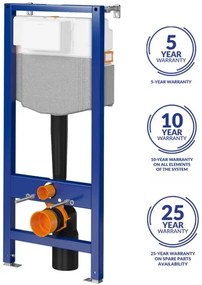 Cersanit Moduo, System50 MECH süllyesztett keret + Moduo Plus CleanOn fali WC csésze + MOVI II króm gomb, S701-769