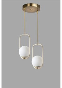 Fehér-aranyszínű függőlámpa üveg búrával ø 25 cm Ahu – Opviq lights