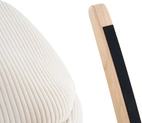 Hintaszék, relaxációs szék, szoptatós fotel kordbársony kárpitozással, krém-bézs színű