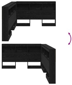 Tároló fejtámla polcokkal tárolóval Musta tammi 120 cm Faanyag
