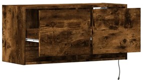 füstös tölgy színű fali TV-szekrény LED-ekkel 80x31x35 cm