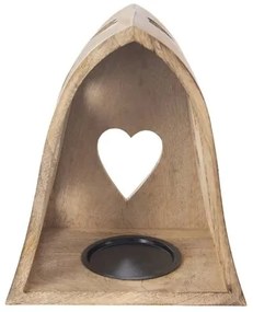 Orion Mangófából készült gyertyatartó Heart bell,20 x 14 x 23,2 cm