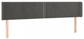 sötétszürke bársony LED-es fejtámla 163 x 16 x 78/88 cm