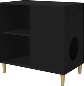 vidaXL Macska Ház Fekete 72 x 42,5 x 70 cm Faanyag