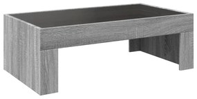 szürke sonoma végtelen hatású LED-es dohányzóasztal 90x50x30 cm
