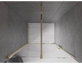 Mexen Velar, nyitható tolóajtó 90x200 cm, 8mm átlátszó üveg, arany fényes, 871-090-000-01-50