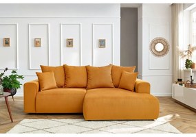 Okkersárga bársony sarokkanapé Enjoy – Bobochic Paris