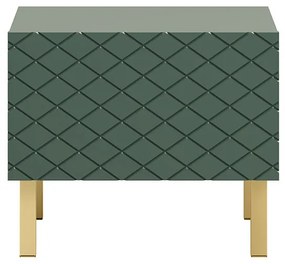 Scalia II 50 1SZ éjjeliszekrény szett 2 db - matt sötétzöld / arany lábakkal