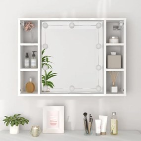 fehér tükrös szekrény LED-ekkel 76 x 15 x 55 cm