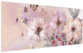 Kép - Művészeti kollázs pillangókkal (120x50 cm)