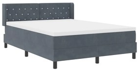 Boxspring Ágy Mattal Sötét Szürke 160x200 cm Bársony
