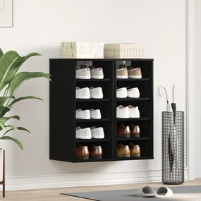 Cipőtároló 2 db Fekete Tölgy 32x35x70 cm Műgyanta