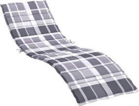 vidaXL szürke kockás oxford szövet napozóágy párna 200 x 70 x 3 cm