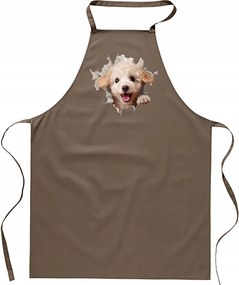 Konyhai Kötény pamut bézs lyuk Kutya Uszkár Kiskutya FA_482_b