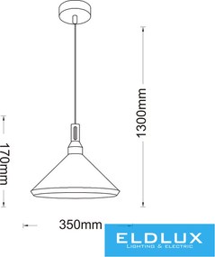 UNIVERSO Függeszték 1xE27 max.60w D350x170x1300mm IP20 fekete/arany 5év