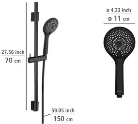 Fekete rozsdamentes acél zuhanyszett 70 cm Water Saving – Wenko