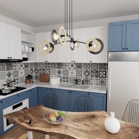 Csillár zsinóron SKIVA 4xE27/15W/230V fekete/bézs