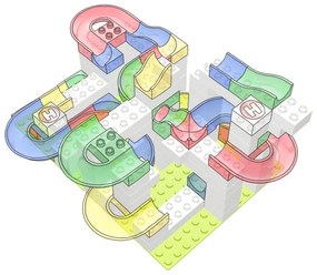 Snow építőkocka szett golyópályához, 120 db-os - Hubelino