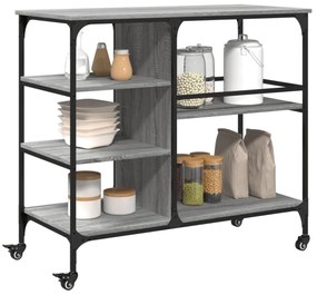 szürke sonoma színű szerelt fa zsúrkocsi 100 x 45 x 89,5 cm