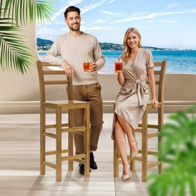 OSLO bárszék karfával, 2 db, 40x36x110cm, természetes barna Casaria