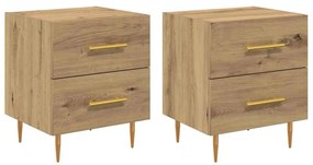 vidaXL Éjjeliszekrény 2 pcs Artisan tölgy 40 x 35 x 47,5 cm Faanyag
