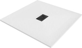 Mexen Hugo SMC négyzet alakú zuhanytálca 100 x 100 cm, fehér, fekete burkolat - 42101010-B