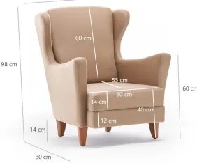 NUPI krémszínű füles fotel