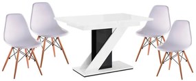 Maasix WGBS Magasfényű Fehér-Fekete 4 személyes étkezőszett Fehér Didier székekkel N