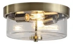 Searchlight 66210-2AB - PRESTON fürdőszobai mennyezeti lámpatest, 2 × E27 (max. 60 W), 230 V, IP44, Ø33 cm, sárgaréz