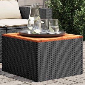 vidaXL fekete polyrattan és akácfa kerti asztal 55x55x37 cm