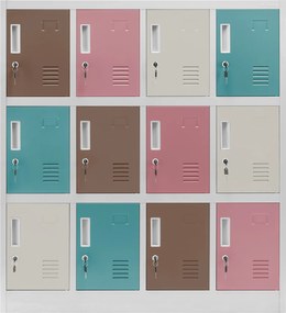 Fémszekrény óvodai öltözőkbe OLA, 1090 x 1200 x 450 mm, szürke-pasztellszín