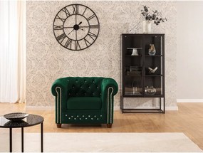 Zöld bársony chesterfield fotel York Blik – Ropez