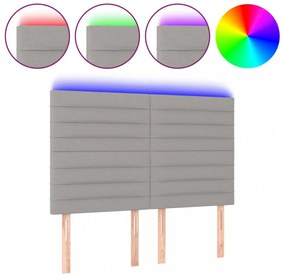 világosszürke szövet LED-es fejtámla 144x5x118/128 cm