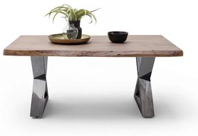 CARTAGENA dohányzó asztal akácfa 110x70cm - X alakú antikolt lábbal - Dió