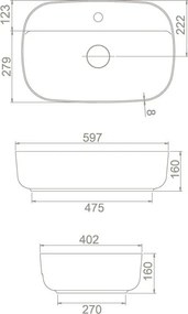 CeraStyle AQUA - PULTRA ültethető - Top Counter - porcelán mosdó - MATT BÉZS - 60 x 40 cm