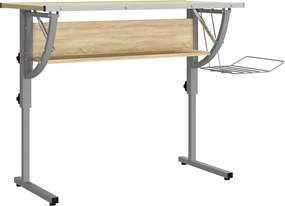 vidaXL sonoma-szürke szerelt fa és acél íróasztal 110x53x(58-87) cm