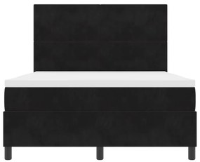 Boxspring Ágy Matrac és LED Fekete 140x190 cm Bársony