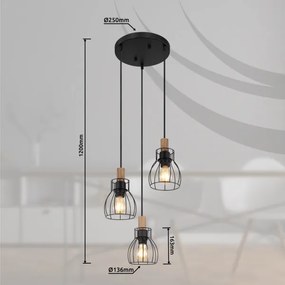 Globo 15326-3H1 - Csillár zsinóron MINA 3xE27/40W/230V