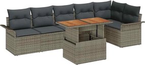 vidaXL Kerti Kanapé Szett párnával 7 pcs Szürke polirattan
