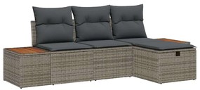 vidaXL Kerti Kanapé Szett párnával 4 pcs Szürke Poli rattan