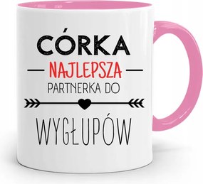 Rózsaszín Bögre Ajándék Lányának Legjobb Partner fényképes nyomtatással