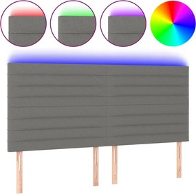 vidaXL sötétszürke szövet LED-es fejtámla 180x5x118/128 cm